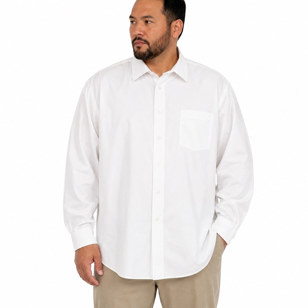 GS Gold Series Dress Shirt Mens 18.5 37/38 White Classic Fit Big Tall